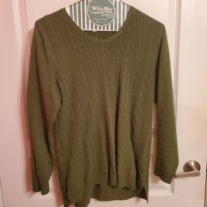 Green cable knit cardigan long sleeve sweater - Talbots Size small